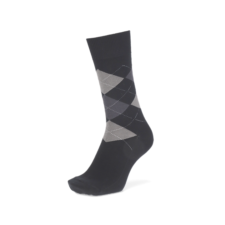 Argyle Cotton Crew Socks - Black (MEN)