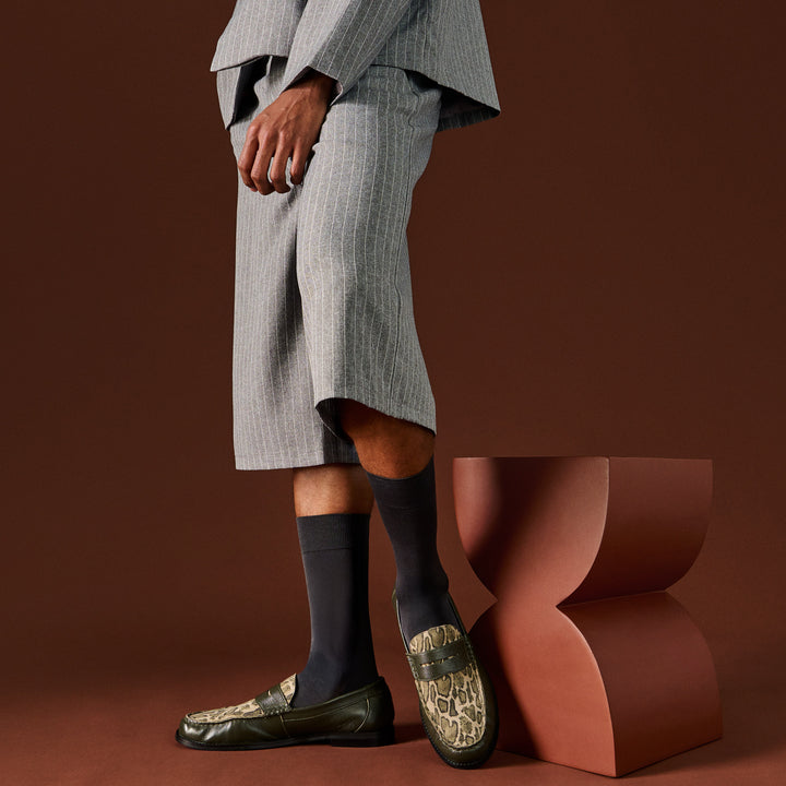 Premium Silky Cotton Plain Crew Socks - DimGrey (MEN)