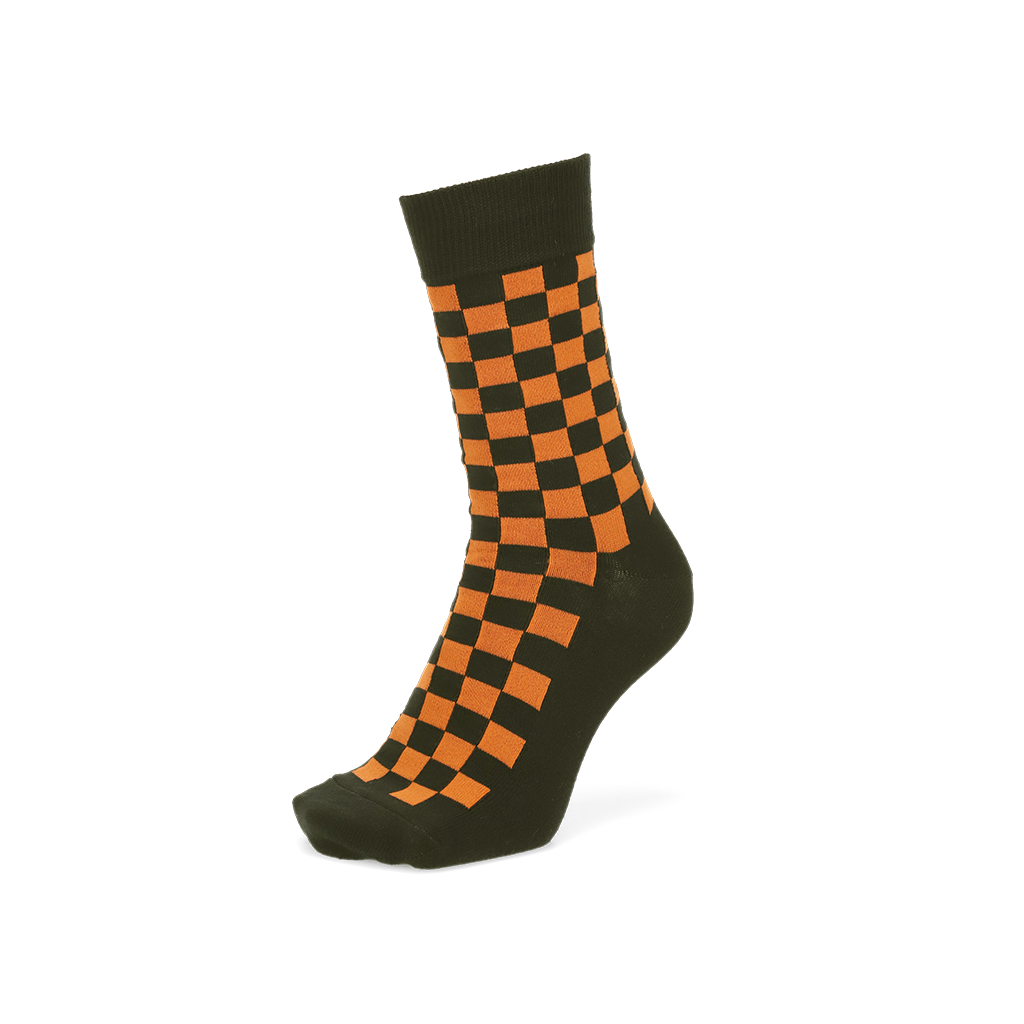 Plaid Cotton Crew Socks - Orange (MEN)