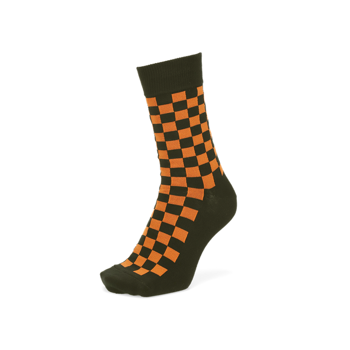 Plaid Cotton Crew Socks - Orange (MEN)
