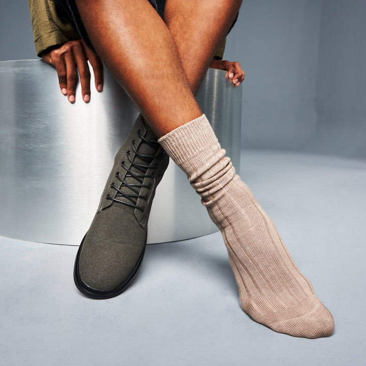 Wide-Ribbed Cotton Crew Socks