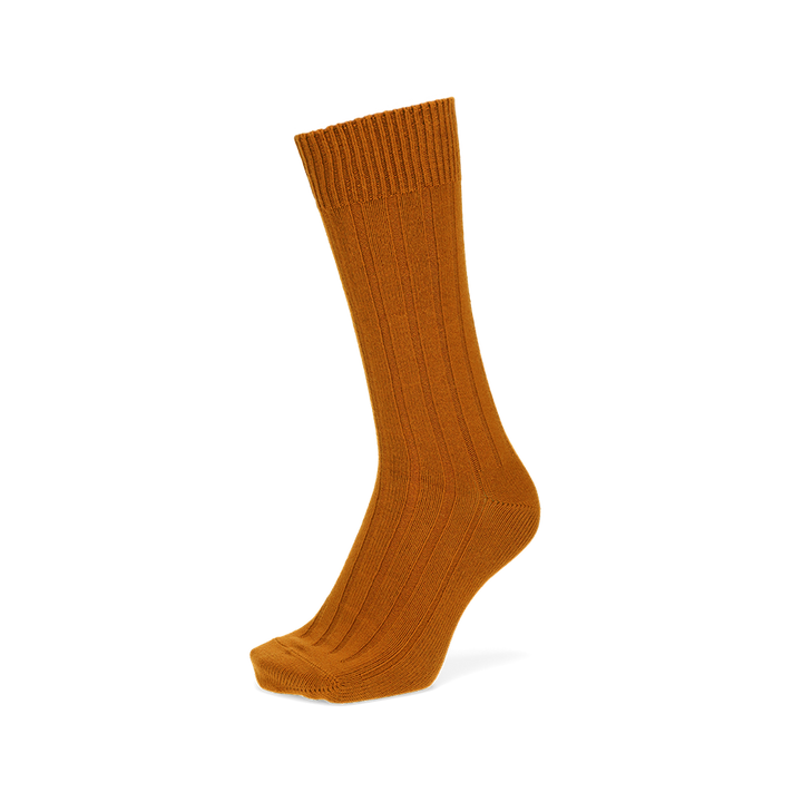 Wide-Ribbed Cotton Crew Socks - DarkOrange