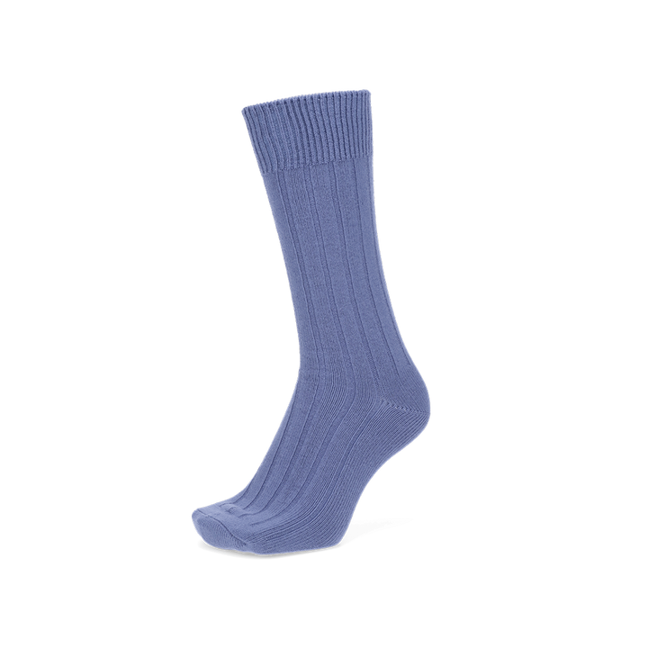 Wide-Ribbed Cotton Crew Socks - Violet