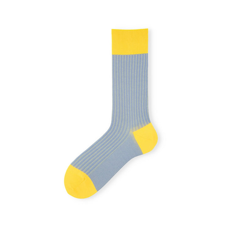 Striped Silky Cotton Crew Socks - LightBlue (MEN)
