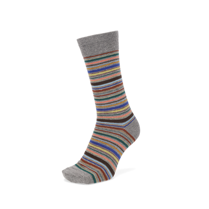 Racing Stripe Cotton Crew Socks - Grey