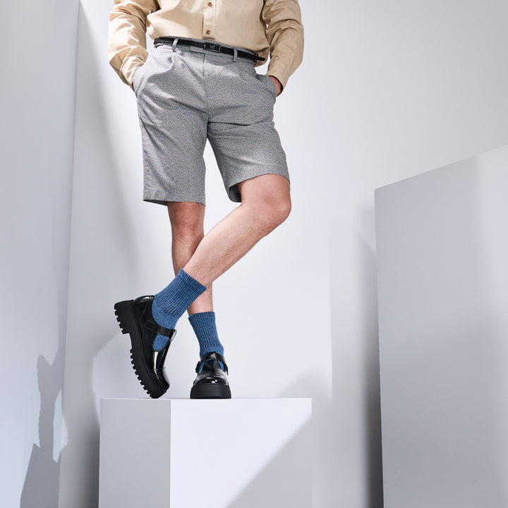 Loose-Fit Cotton Toe Crew Socks - SteelBlue (MEN)
