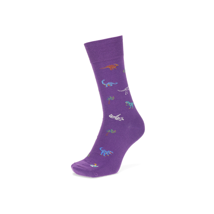 Dinosaur Cotton Crew Socks - Purple