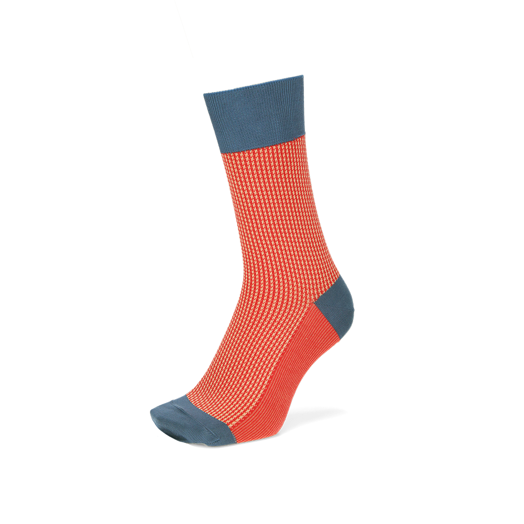 Houndstooth Silky Cotton Crew Socks - Red