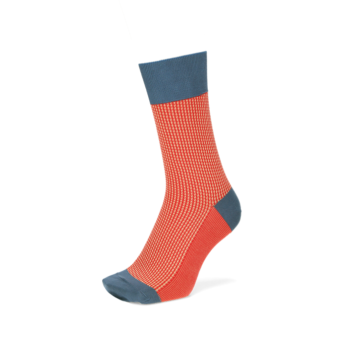 Houndstooth Silky Cotton Crew Socks - Red