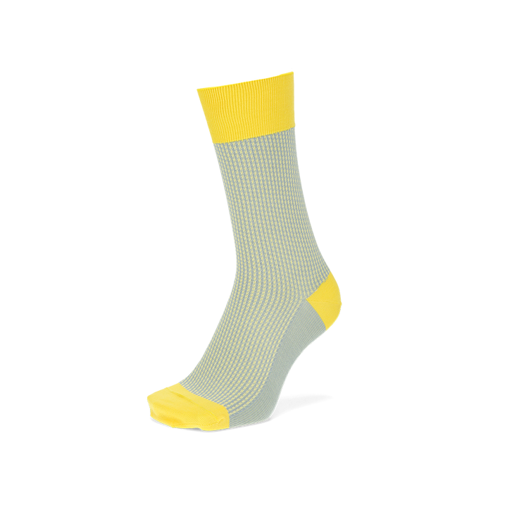 Houndstooth Silky Cotton Crew Socks - Yellow