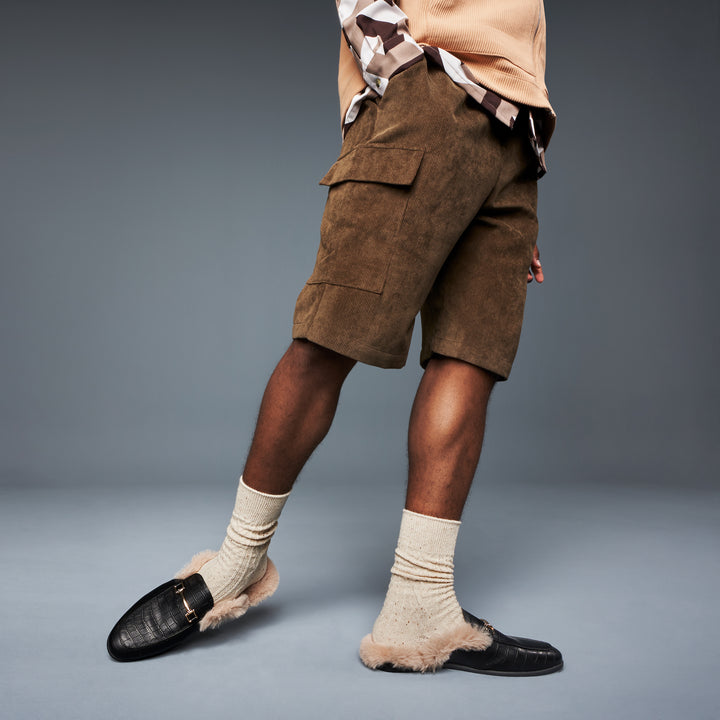 Aran Cable Merino Crew Socks - Ivory (MEN)
