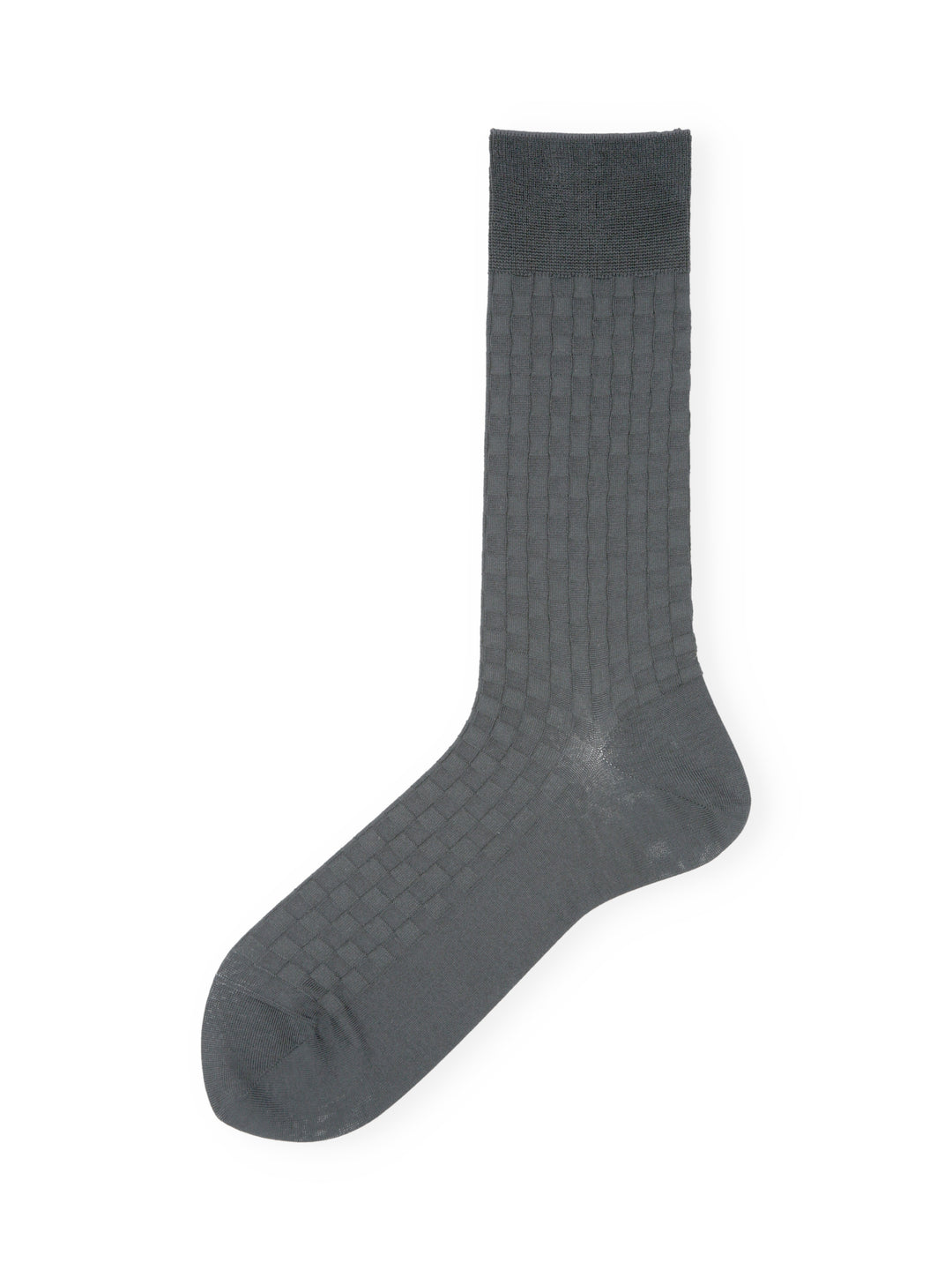 Ichimatsu Links-Knit Cotton Crew Socks -DimGrey