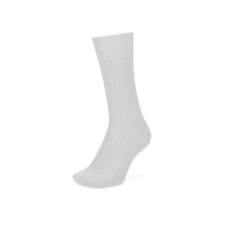Soft Lamé Ribbed Crew Socks - White (MEN)