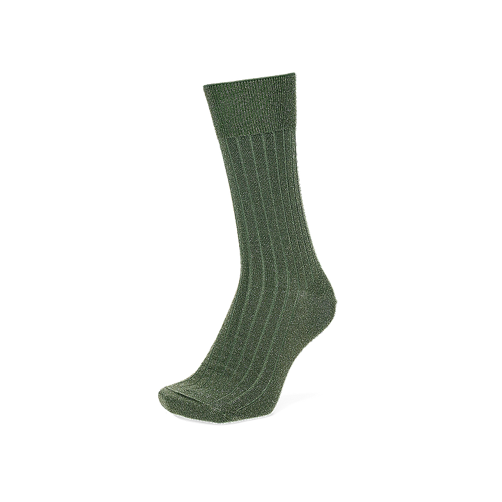 Soft Lamé Ribbed Crew Socks - BlueGreen (MEN)