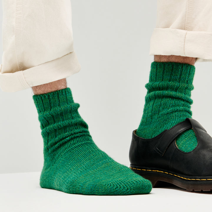 Ribbed Merino Crew Socks - Green (MEN)