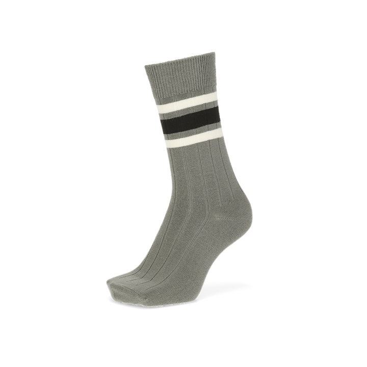 Sandwich-Stripes Merino Crew Socks - Grey (MEN)