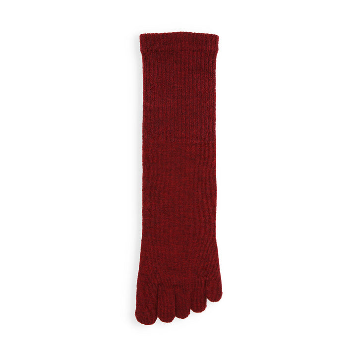 Loose-Fit Merino Toe Crew Socks - DarkRed