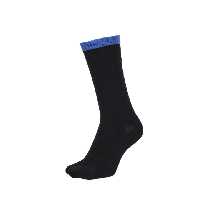 Ribbed Cotton Rear-Text Tabi Crew Socks - Black (MEN)