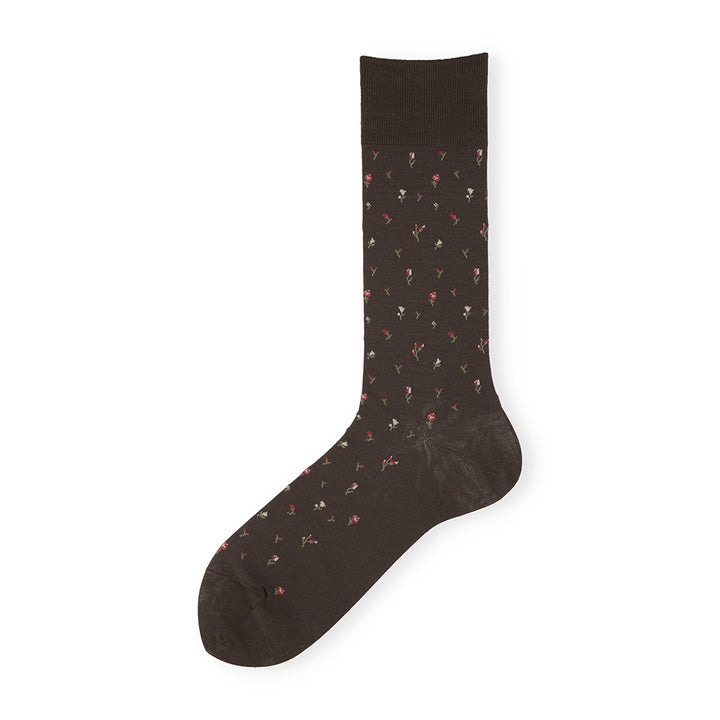 Micro Floral Supima Cotton  Crew Socks