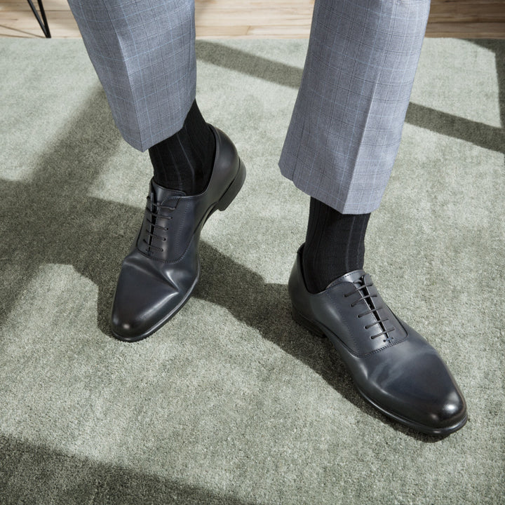 Premium 9x2 Rib Cotton Knee-High Socks - Black (MEN)