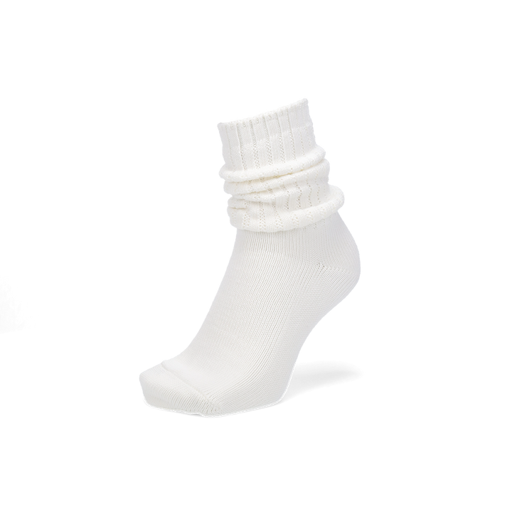 TABIO's COTTON Richell Ribbed Crew Socks - White
