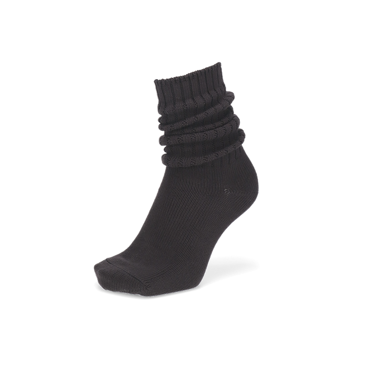 TABIO's COTTON Richell Ribbed Crew Socks - Black