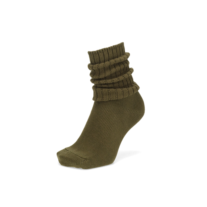 TABIO's COTTON Richell Ribbed Crew Socks - Olive