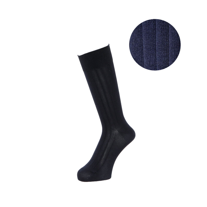 Premium 9x2 Rib Cotton Crew Socks - Navy (MEN)