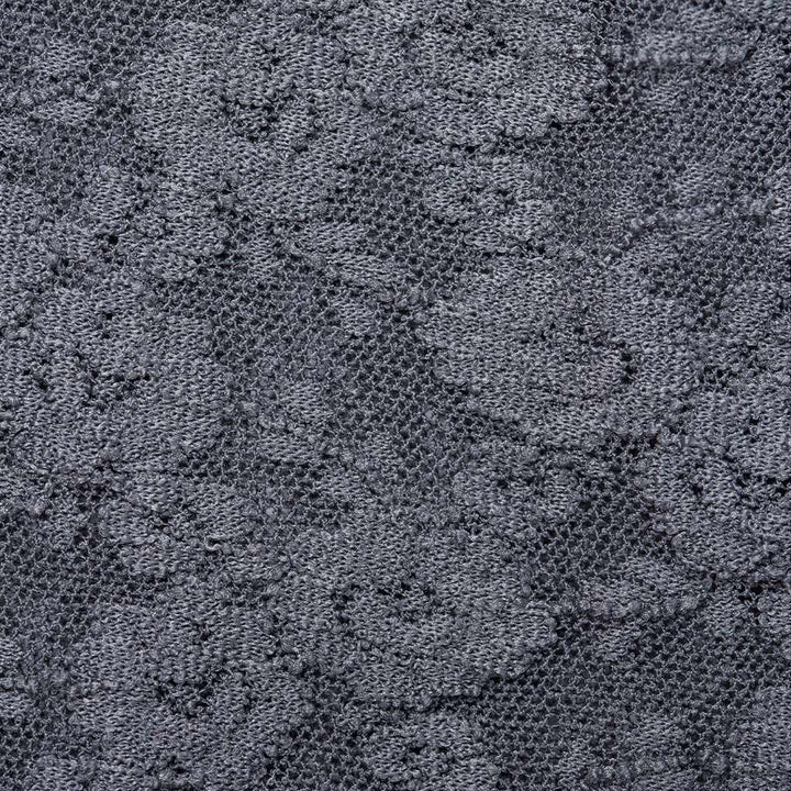 Floral Lace Short Crew Socks - Grey