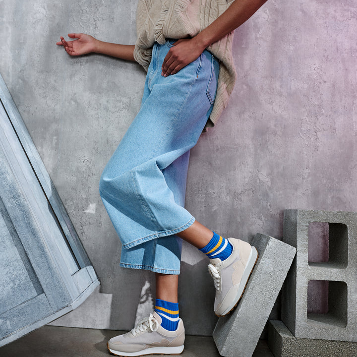 Striped Cotton Short Crew Socks (WOMEN)