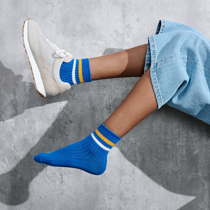 Striped Cotton Short Crew Socks (WOMEN)
