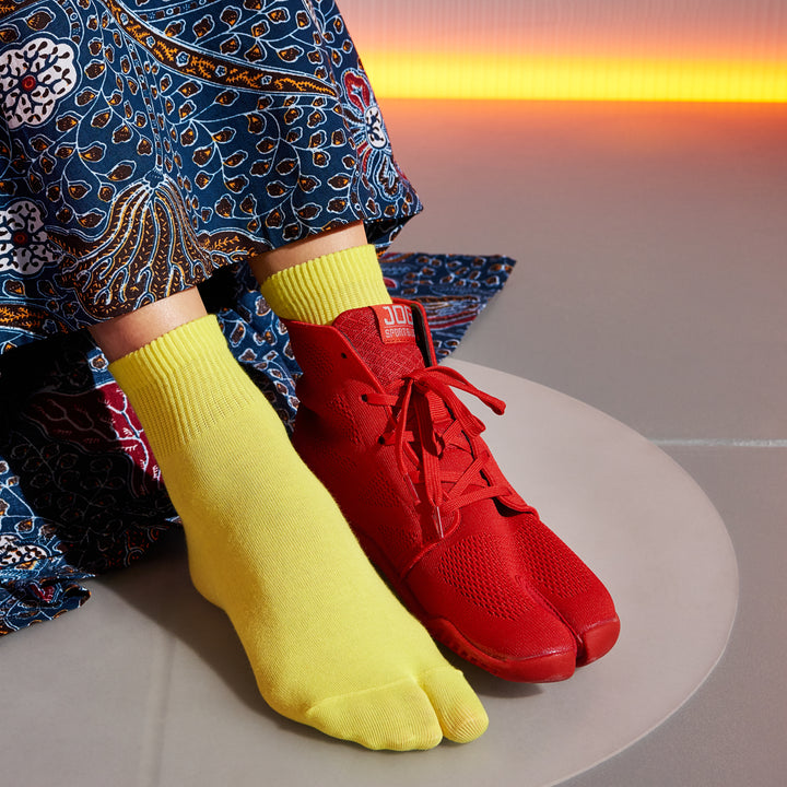 Cotton Tabi Short Crew Socks - Yellow