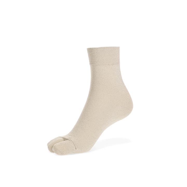 Sparkly Tabi Short Crew Socks - Beige