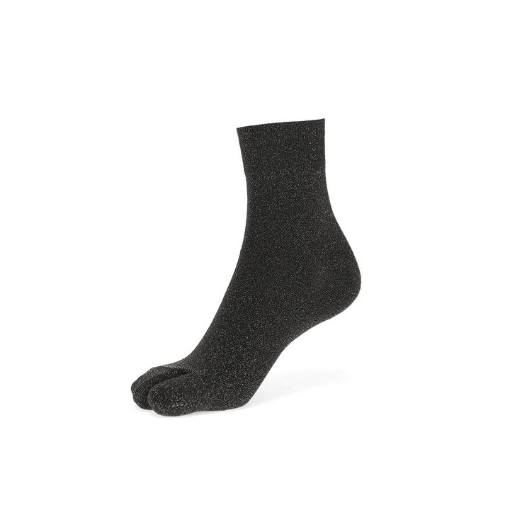 Sparkly Tabi Short Crew Socks - Black