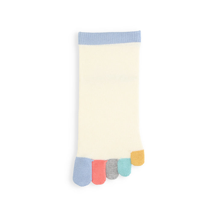 Colorful Toes Cotton Short Crew Socks - Ivory (WOMEN)