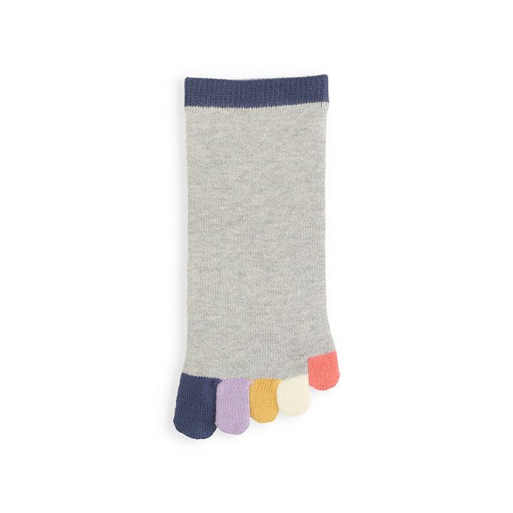 Colorful Toes Cotton Short Crew Socks - Grey (WOMEN)