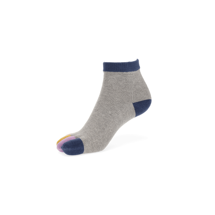 Colorful Toes Cotton Short Crew Socks - Grey (WOMEN)