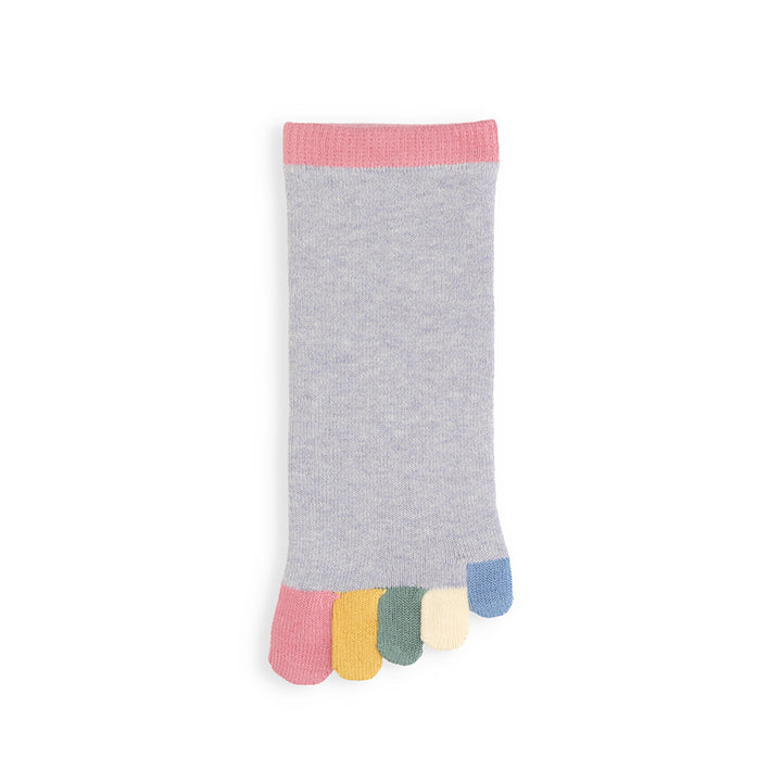 Colorful Toes Cotton Short Crew Socks - LightGrey (WOMEN)