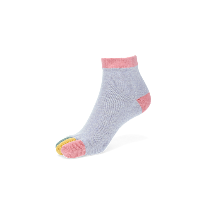 Colorful Toes Cotton Short Crew Socks - LightGrey (WOMEN)