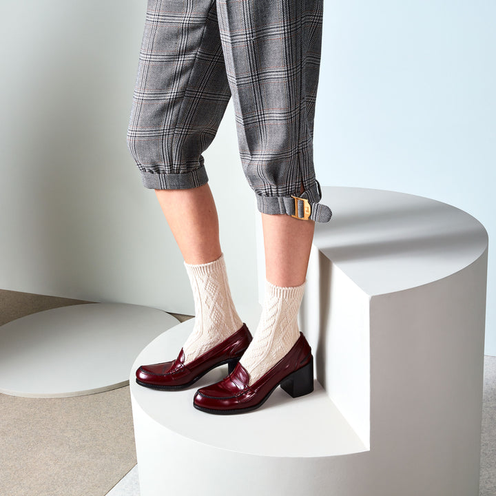 Cable Merino Crew Socks - Ivory