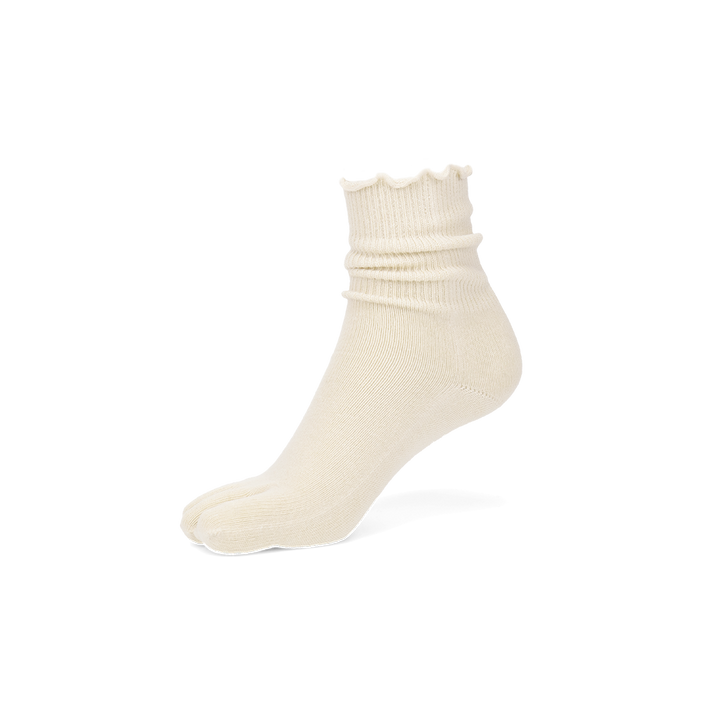 Loose-Fit Cotton Toe Crew Socks - Ivory (WOMEN)