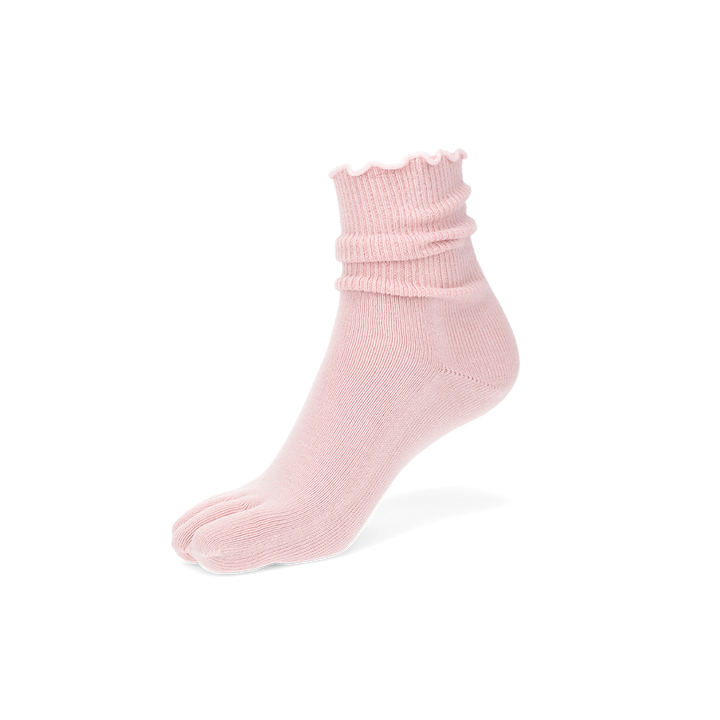 Loose-Fit Cotton Toe Crew Socks - Pink (WOMEN)