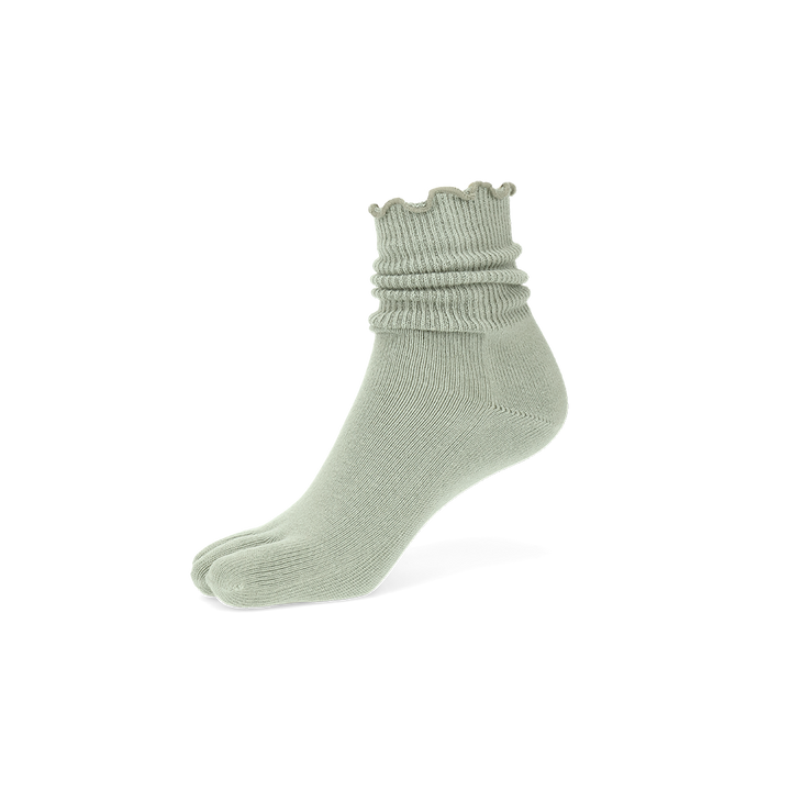 Loose-Fit Cotton Toe Crew Socks - LightGreen (WOMEN)
