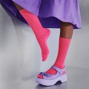 Ribbed Neon Color Cotton  Crew Socks
