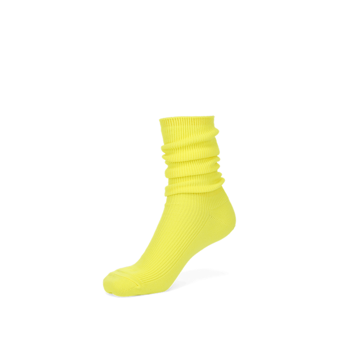 Ribbed Neon Color Cotton Crew Socks - LimeYellow