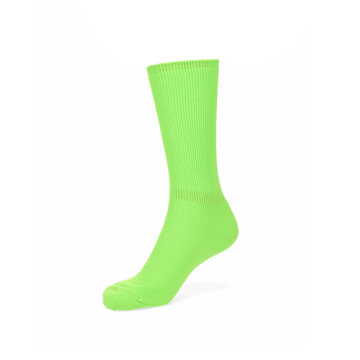 Ribbed Neon Color Cotton Crew Socks - YellowGreen