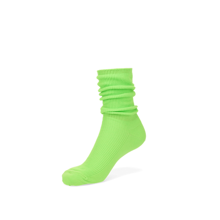 Ribbed Neon Color Cotton Crew Socks - YellowGreen