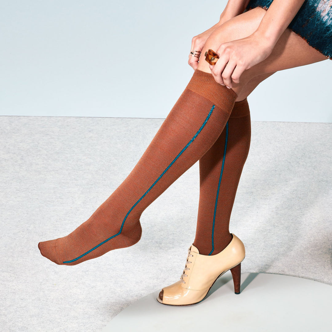 Glitter Line Light Merino Knee-High Socks
