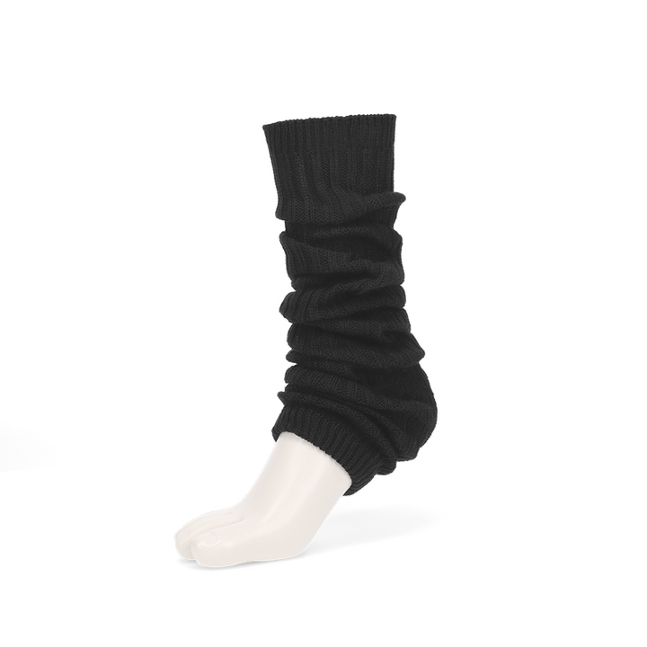 Ribbed Cotton Leg Warmers - Black