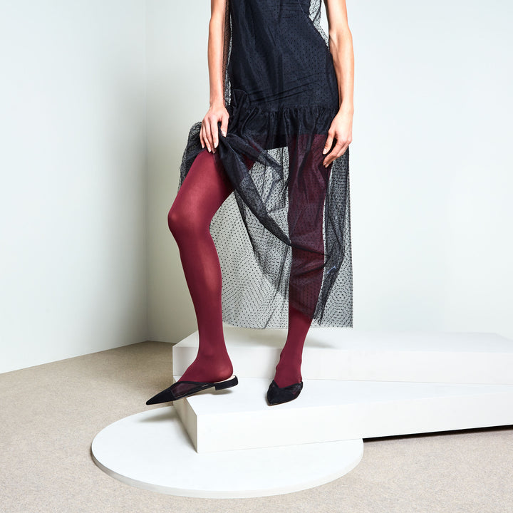 80-denier Premium Tights - DarkRed